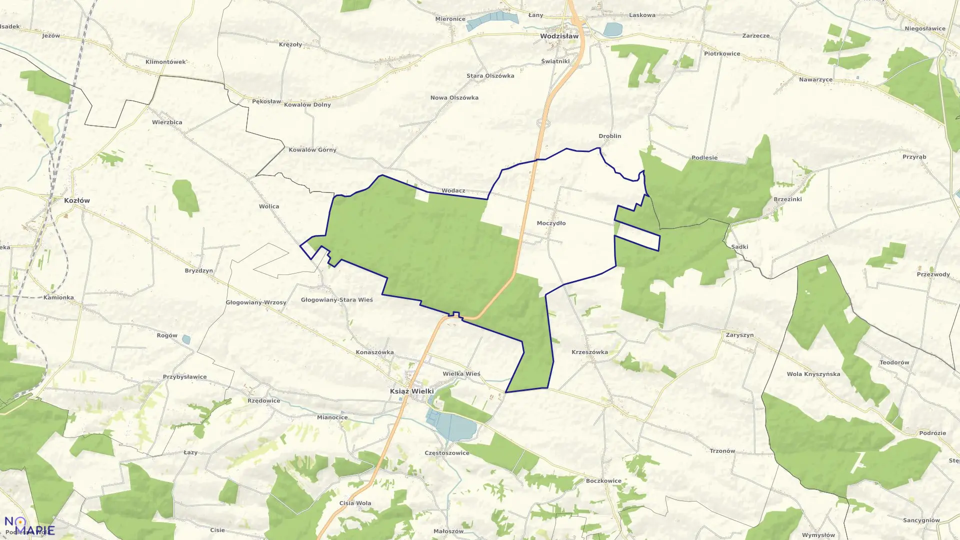 Mapa obrębu MOCZYDŁO w gminie Książ Wielki